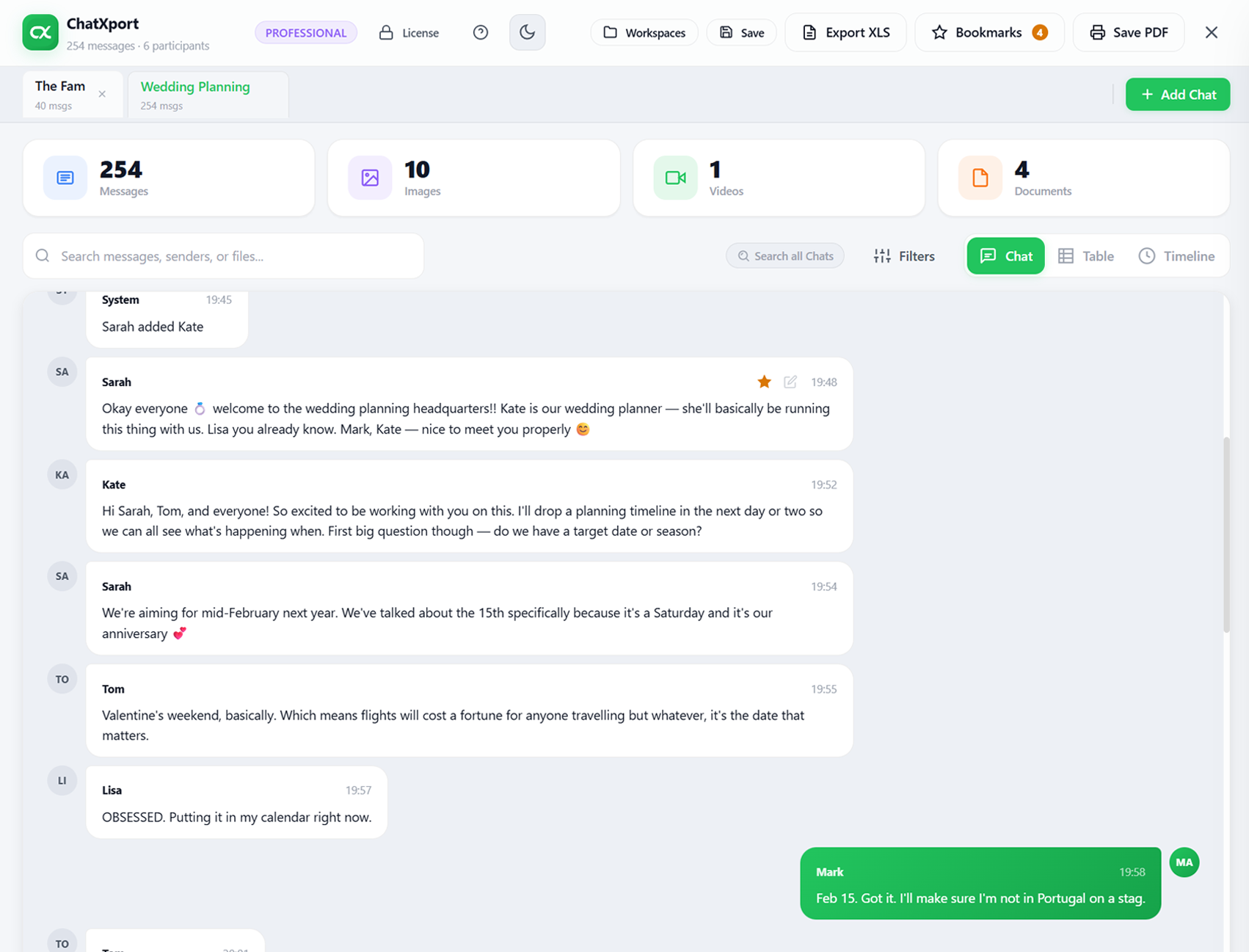 ChatXport conversation view